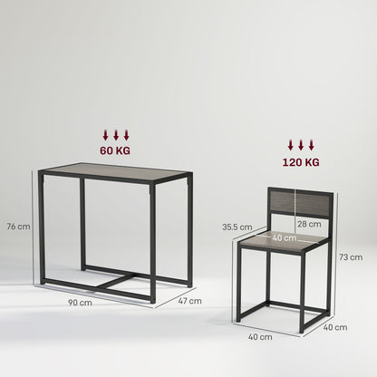 Zikeba Wooden Grey Wood Effect Compact Dining Table And Chair Set