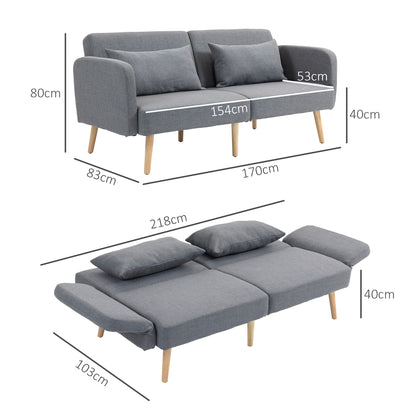 Torive Nove Grey 2 Seater Click Clack Sofa Bed With Cushions