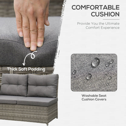 Kadira Faux Rattan Grey 8 Seatear Corner Sofa Conversational Set With Padded Cushions And Lift Top Table