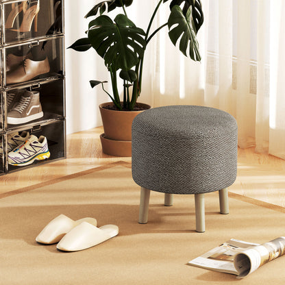 Roli Linen Look Light Grey Round Storage Ottoman