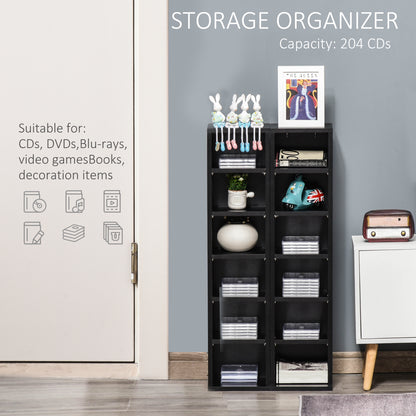 Dofafi Wood Black Set Of 2 CD And Blu Ray Media Storage Towers With Adjustable Shelves