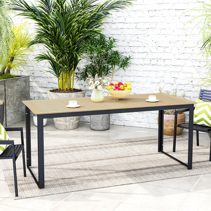 Noke Teak 175cm 6 Seater Effect Rectangular Outdoor Dining Table With Slatted Top