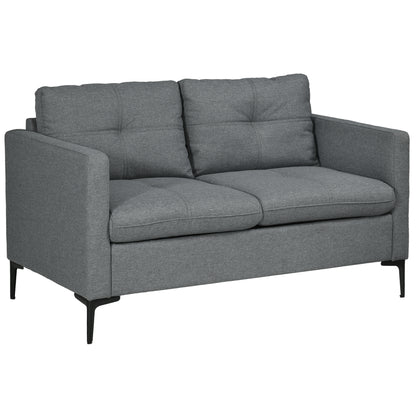 Malala Minimalist Grey Upholstered 2 Seater Sofa With Steel Legs