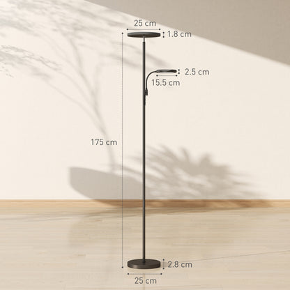 Madoli Lulo Metal Black LED Uplighter Floor Lamp With Reading Arm Scene Modes And Remote Control