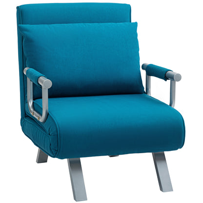 Neyo Faux Suede Blue 4 In One Convertible Chair Bed