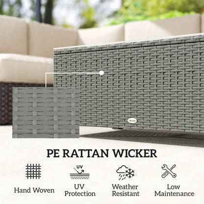 Viluno Pafi Rattan Light Grey Outdoor Coffee Table With Glass Top