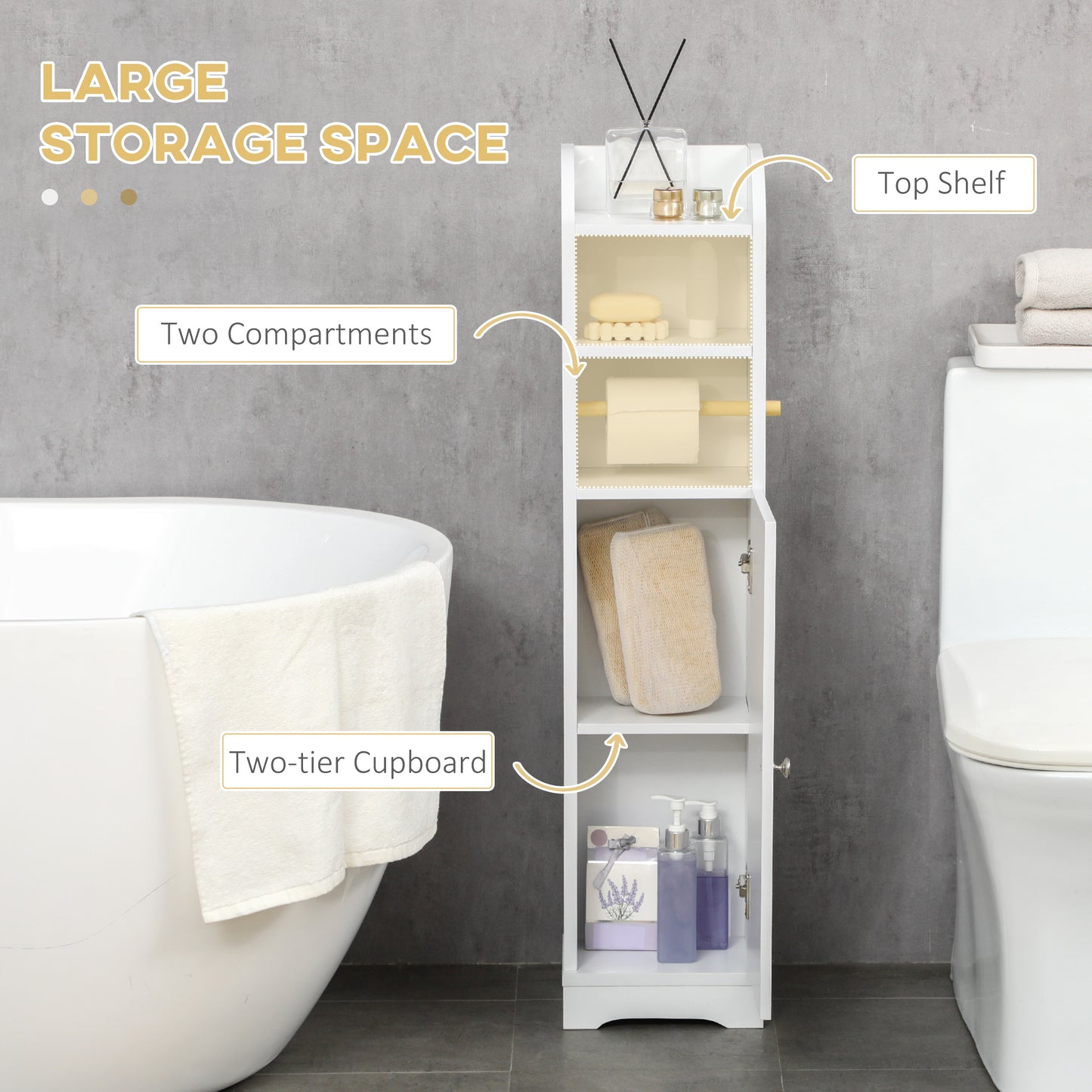 Vale Compact Narrow Bathroom Storage Cabinet In White