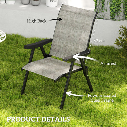 Maleli Set Of 2 Metal Black And Grey Folding Outdoor Chairs