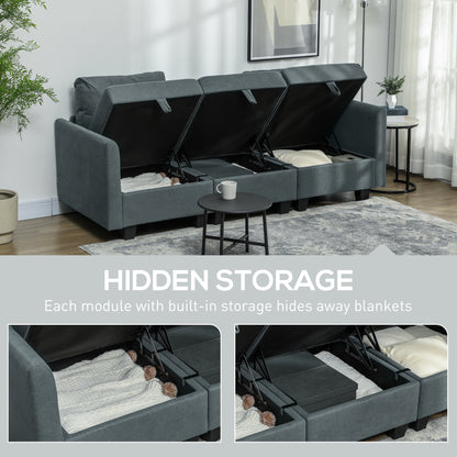 Bakeli Dark Grey Modular L Shaped Sofa With Integrated Storage
