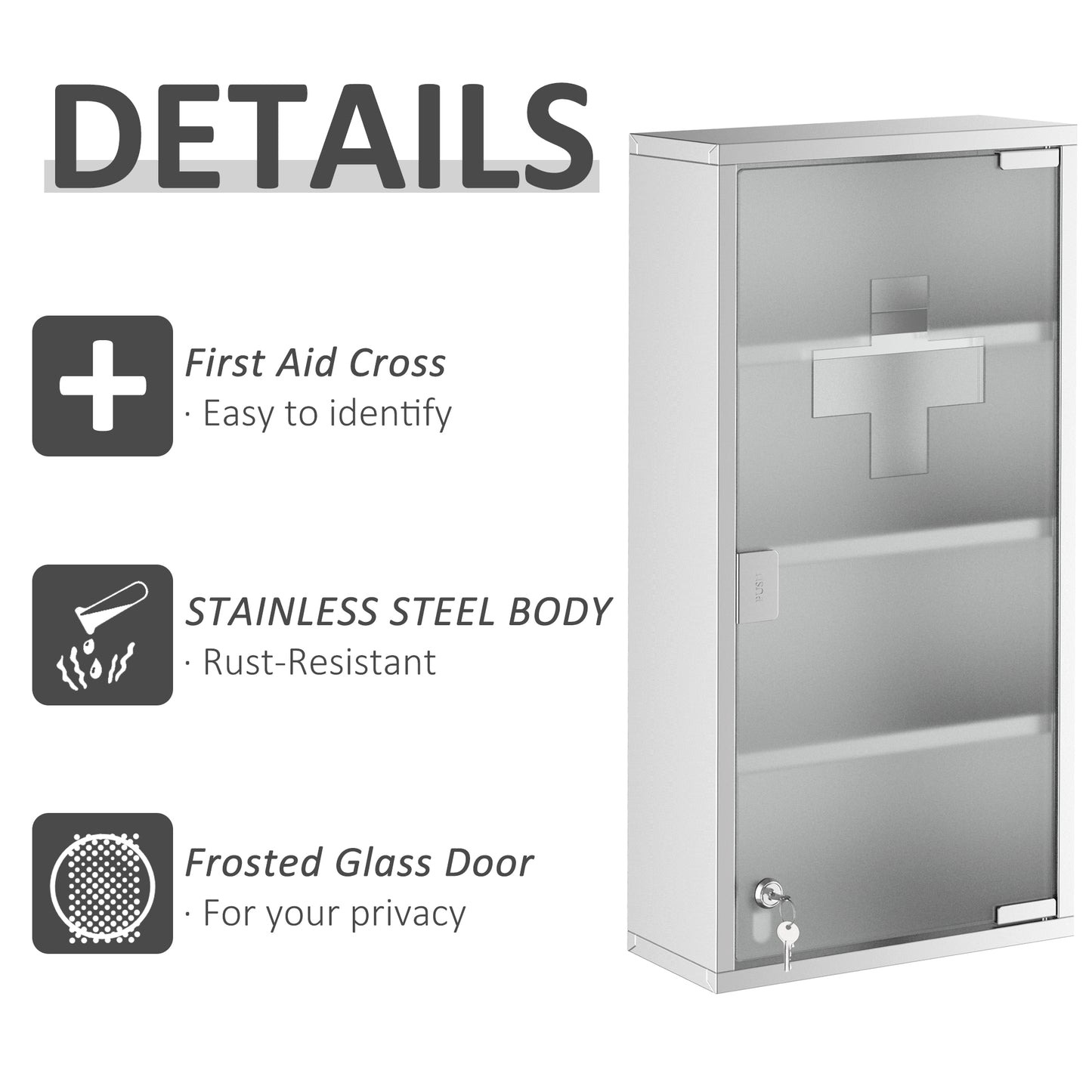 Ranico Hama Wall Mounted Stainless Steel Bathroom Medicine Cabinet With Glass Door And Shelves
