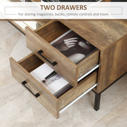 Sodori 132cm Metal And Wood Brown And Black Industrial TV Stand 2 Drawers 1 Door