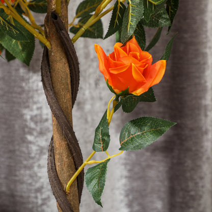 Nerani Set Of 2 Artificial White Rose Floral Plants In Pots H8 90cm Orange