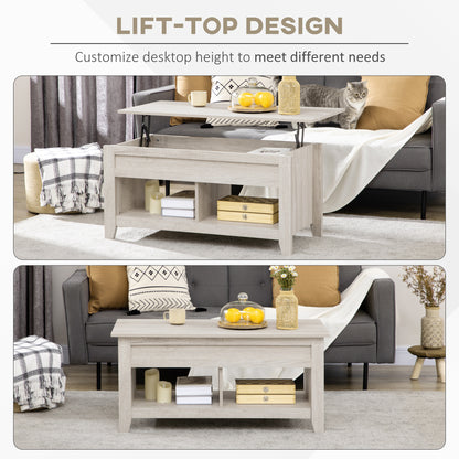 Tonodo Wooden Oak Effect Lift Top Coffee Table With Storage and Bottom Shelf