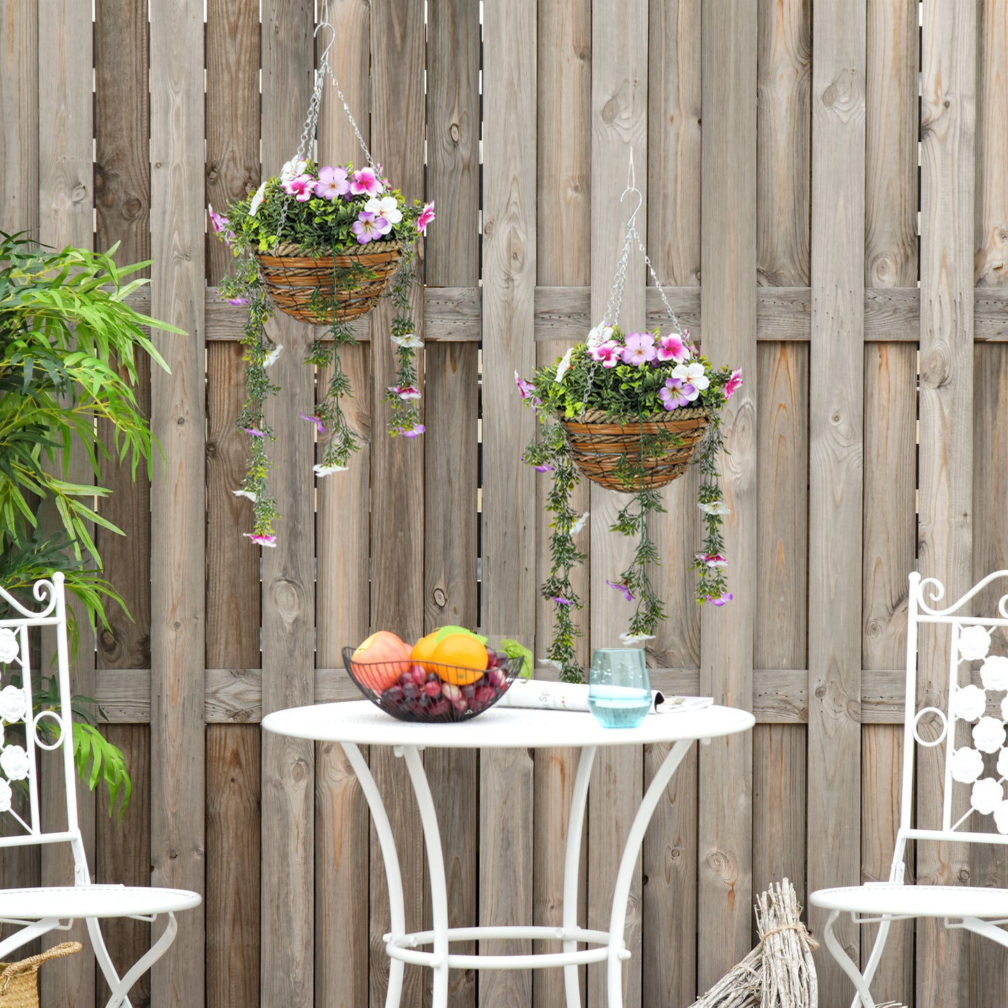 Lileke Redo Set Of 2 Artificial Azalea Hanging Planters In Pink And White