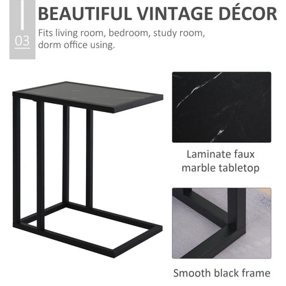 Rase Metal Black Sofa Table With Marble Effect Top