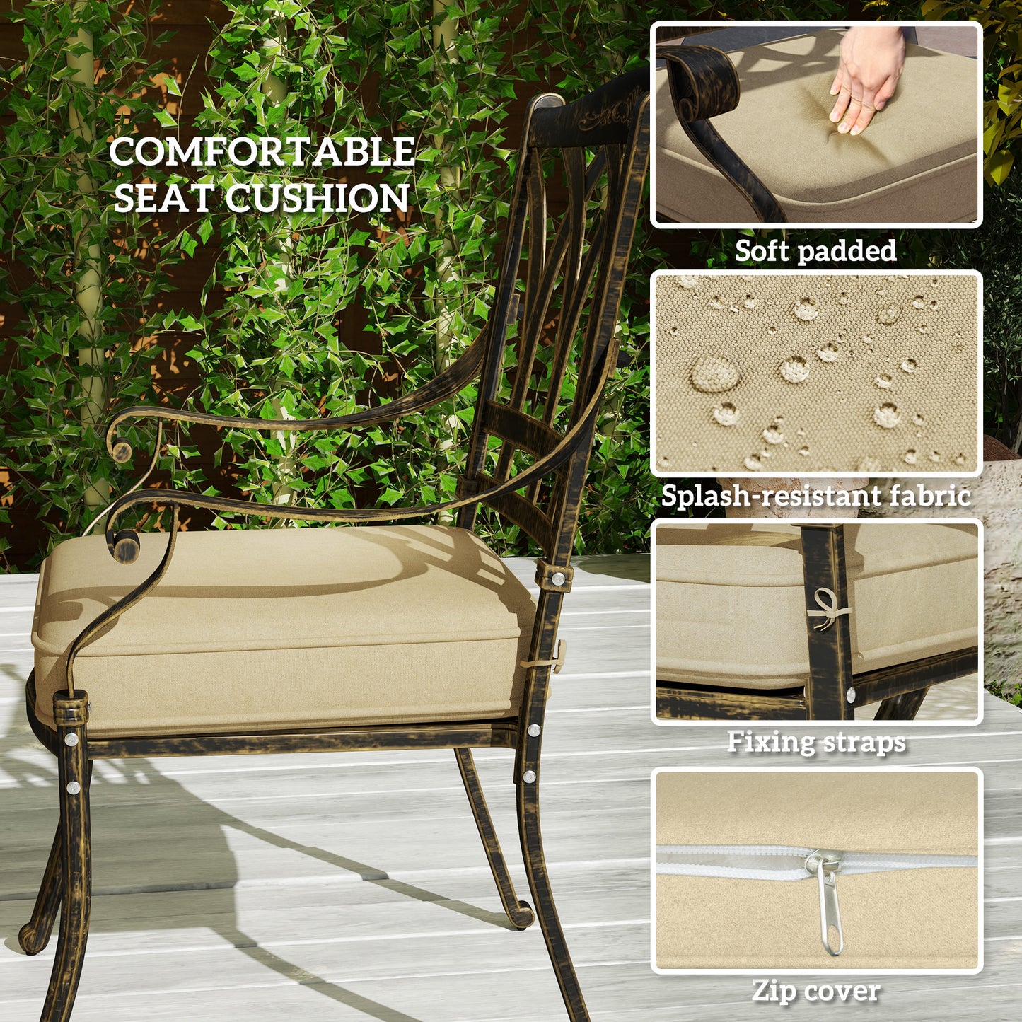 Vesuno 8 Seater Bronze Cast Aluminium Garden Dining Set Rectangular Table with Parasol Hole