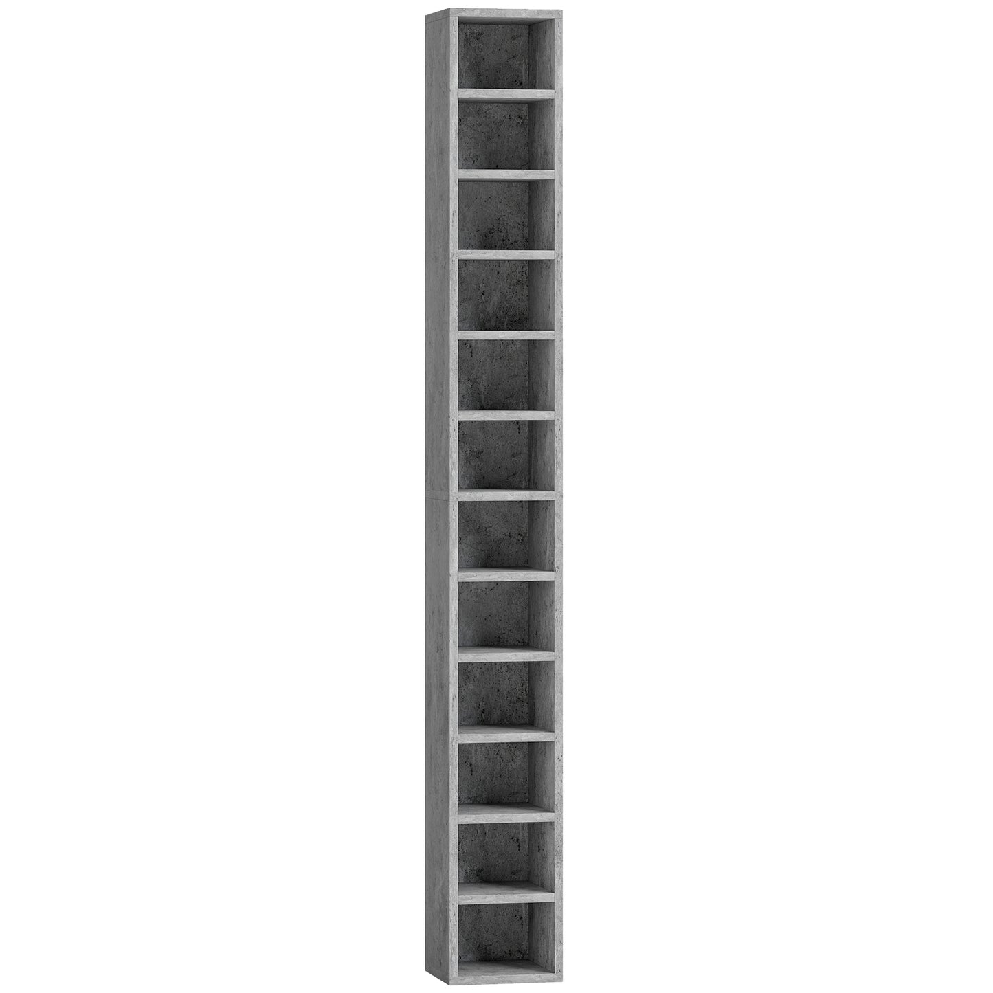 Loli Wooden Cement Grey Tall Narrow Media Storage Tower With 204 Disc Capacity