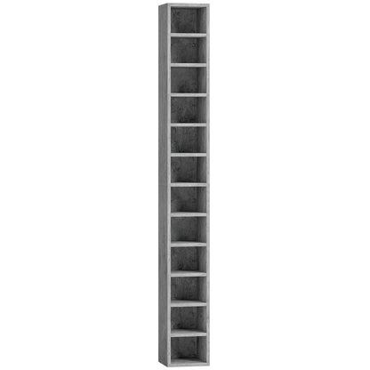 Loli Wooden Cement Grey Tall Narrow Media Storage Tower With 204 Disc Capacity