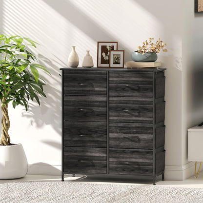 Elzi Fabric And Metal Black 8 Drawer Storage Chest