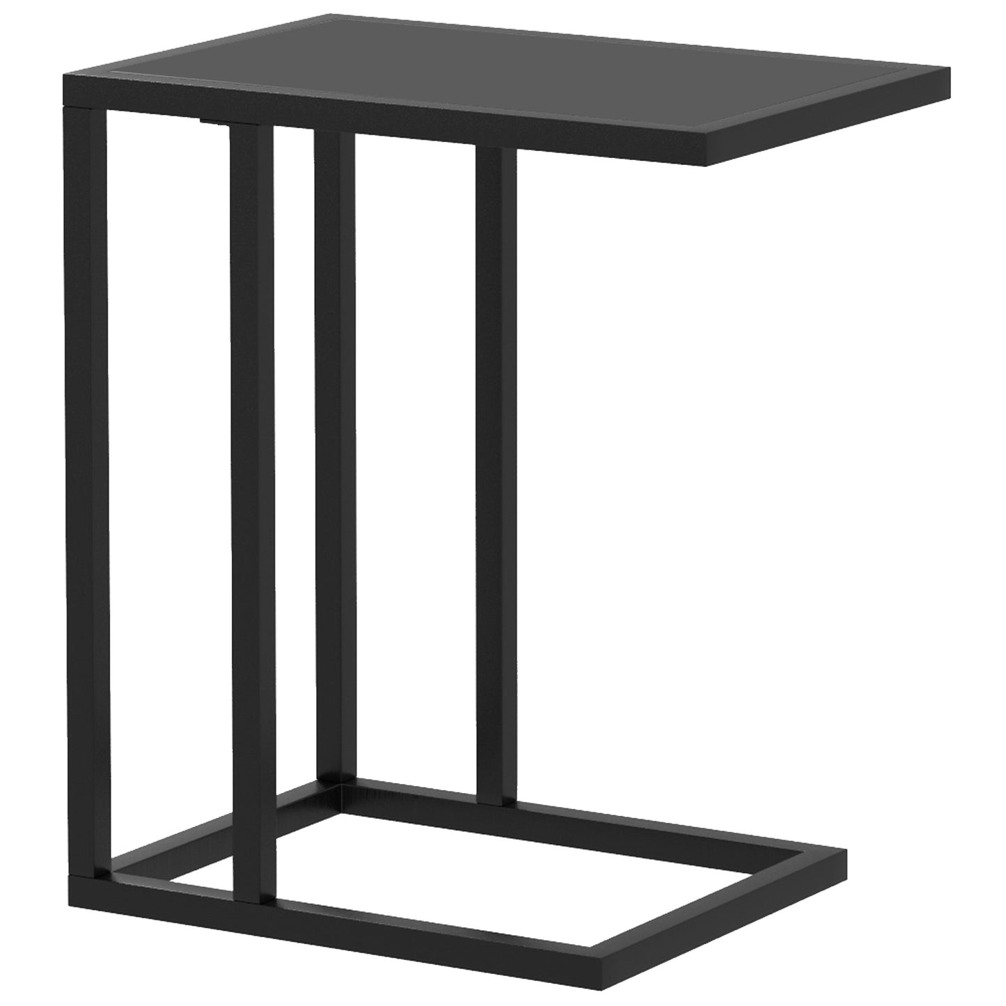 Sariso Metal And Wooden Black C Shaped Side Table With Wood Effect Top