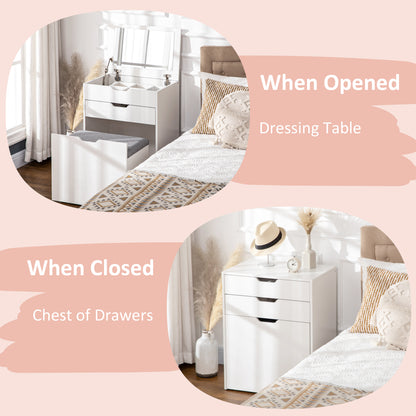 Nohadi White Dressing Table With Flip Up Mirror Hidden Storage Compartments And Drawer Unit