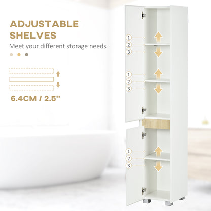 Moka Tall Freestanding Bathroom Cabinet With 5 Tier Adjustable Shelving White
