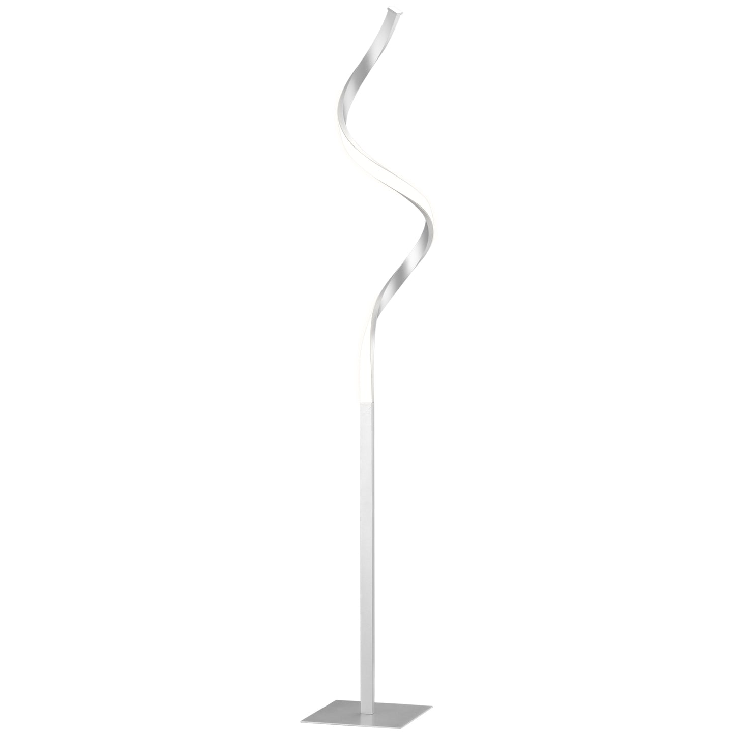 Marimba Metal Silver Dimmable Spiral Floor Lamp With Adjustable Brightness And Square Base
