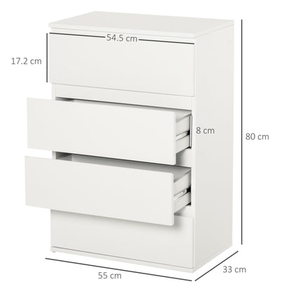 Hama Wooden White 4 Drawer Chest Of Drawers For Bedroom Storage