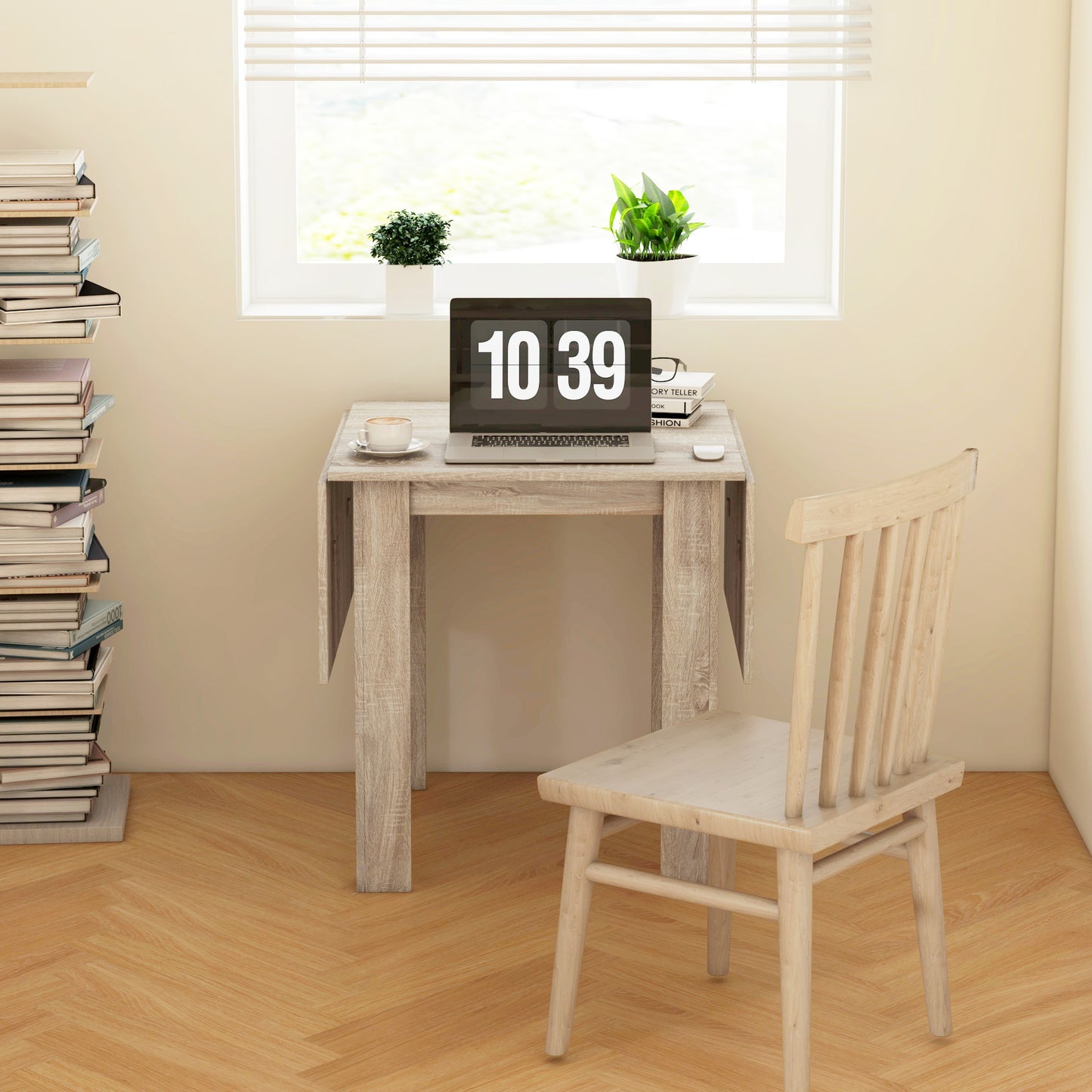 Sozilu Wooden Wood Effect Drop Leaf Dining Table Seating 4