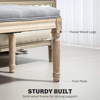 Vero Vintage Style Natural and Light Grey Wooden Bed End Bench