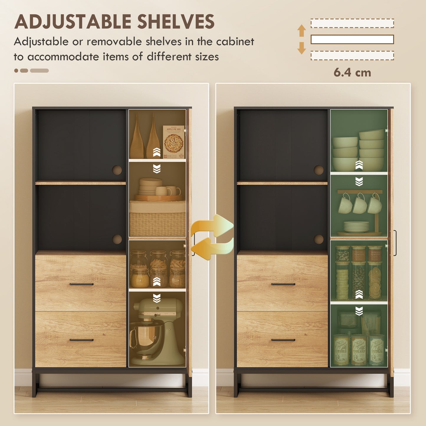Kamilo Wooden White Tall Kitchen Pantry Cabinet With Drawers Adjustable Shelves And Soft Close Door 160 cm