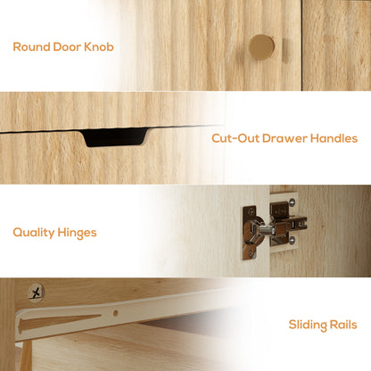 Cova Vira Natural Wood Sideboard 3 Drawers And Adjustable Interior Shelving
