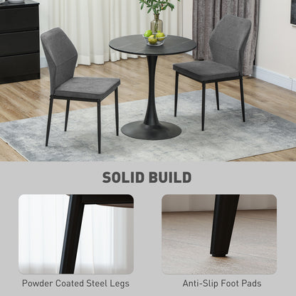 Lavimoso Velvet Grey Armless Dining Chairs Set Of 2 With Curved Back And Metal Legs