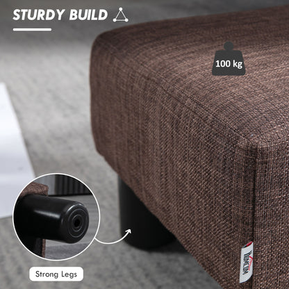 Fata Linen Brown Cube Footstool With 4 Plastic Feet