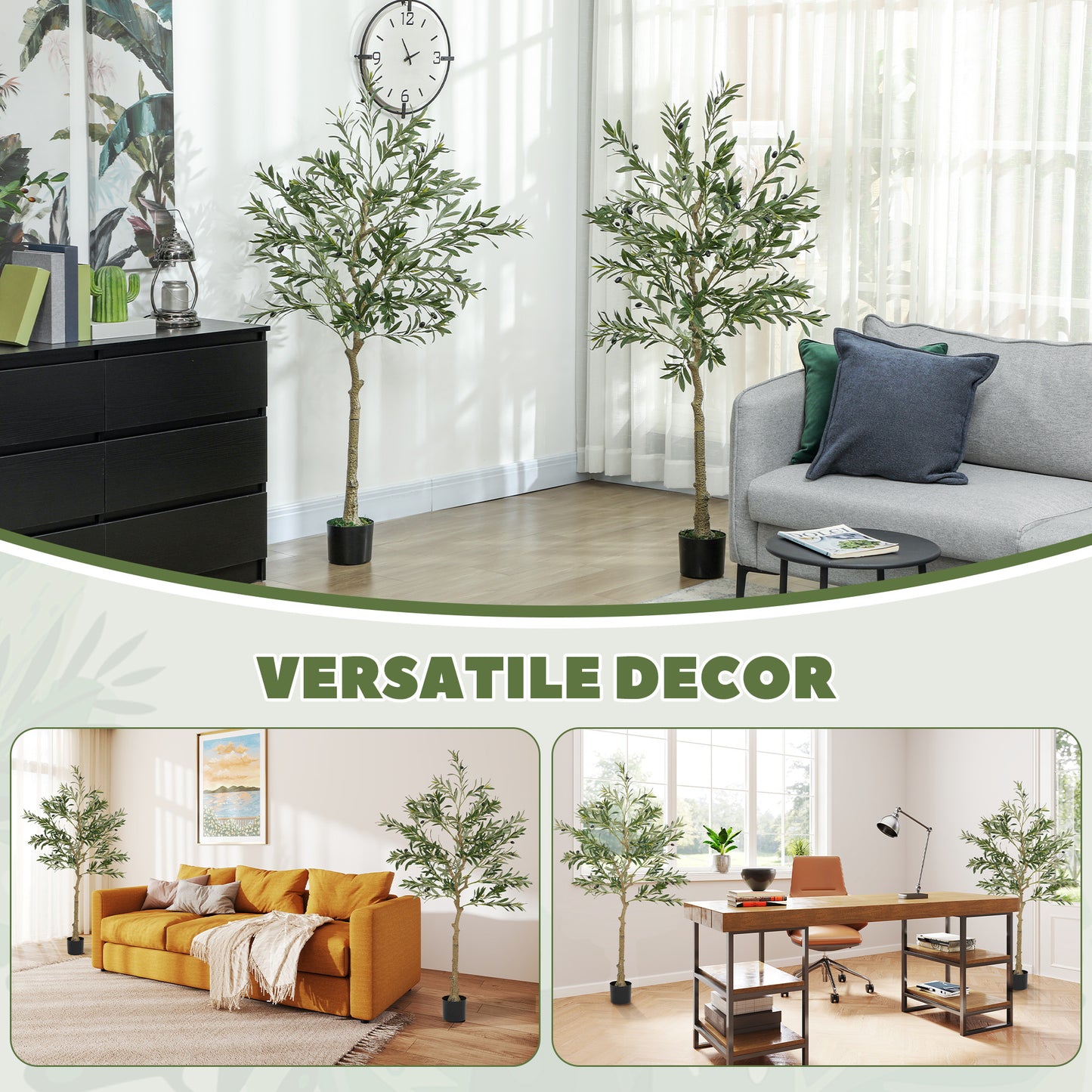 Selena Vavi Set Of 2 Artificial Olive Style Trees With Silk Leaf Finish