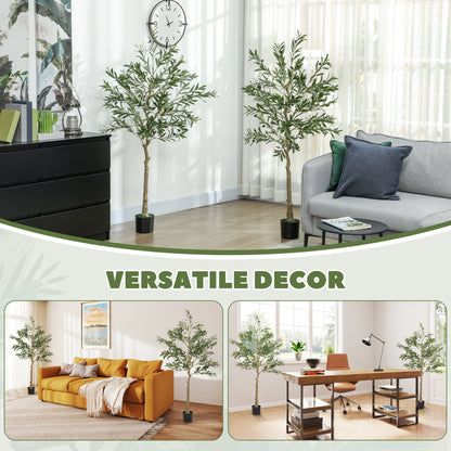 Selena Vavi Set Of 2 Artificial Olive Style Trees With Silk Leaf Finish