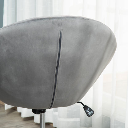 Vefi Fabric Grey Adjustable Velvet Vanity Stool With Tufted Seat And Swivel Base