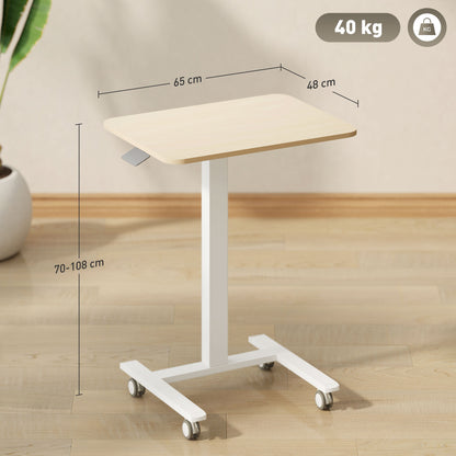 Coviro Small 65cm White And Wood Effect Desk Adjustable Height