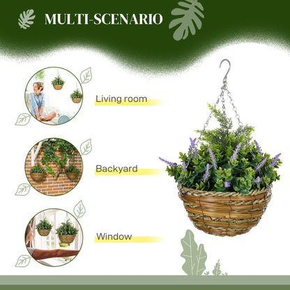 Tane Male Set Of 2 Hanging Artificial Lavender Flower Pots For Indoor Display