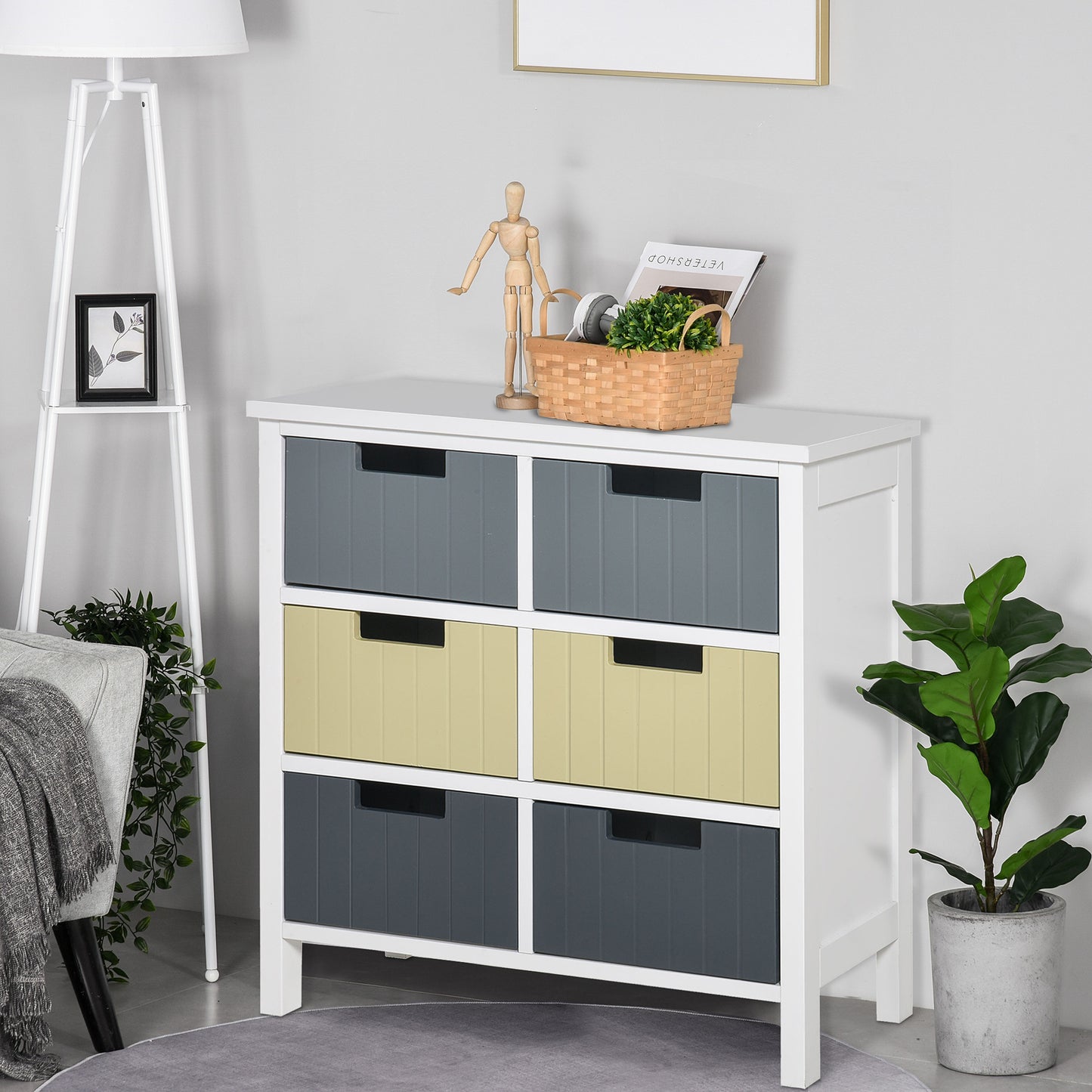 Nemo Multicolour Wooden 6 Drawer Storage Cabinet