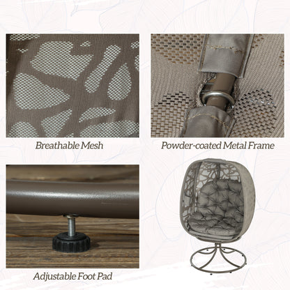 Nise Rattan And Metal Sand Brown Swivel Egg Chair With Cushions