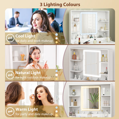 Dididi White Elegant Dressing Table With LED Mirror