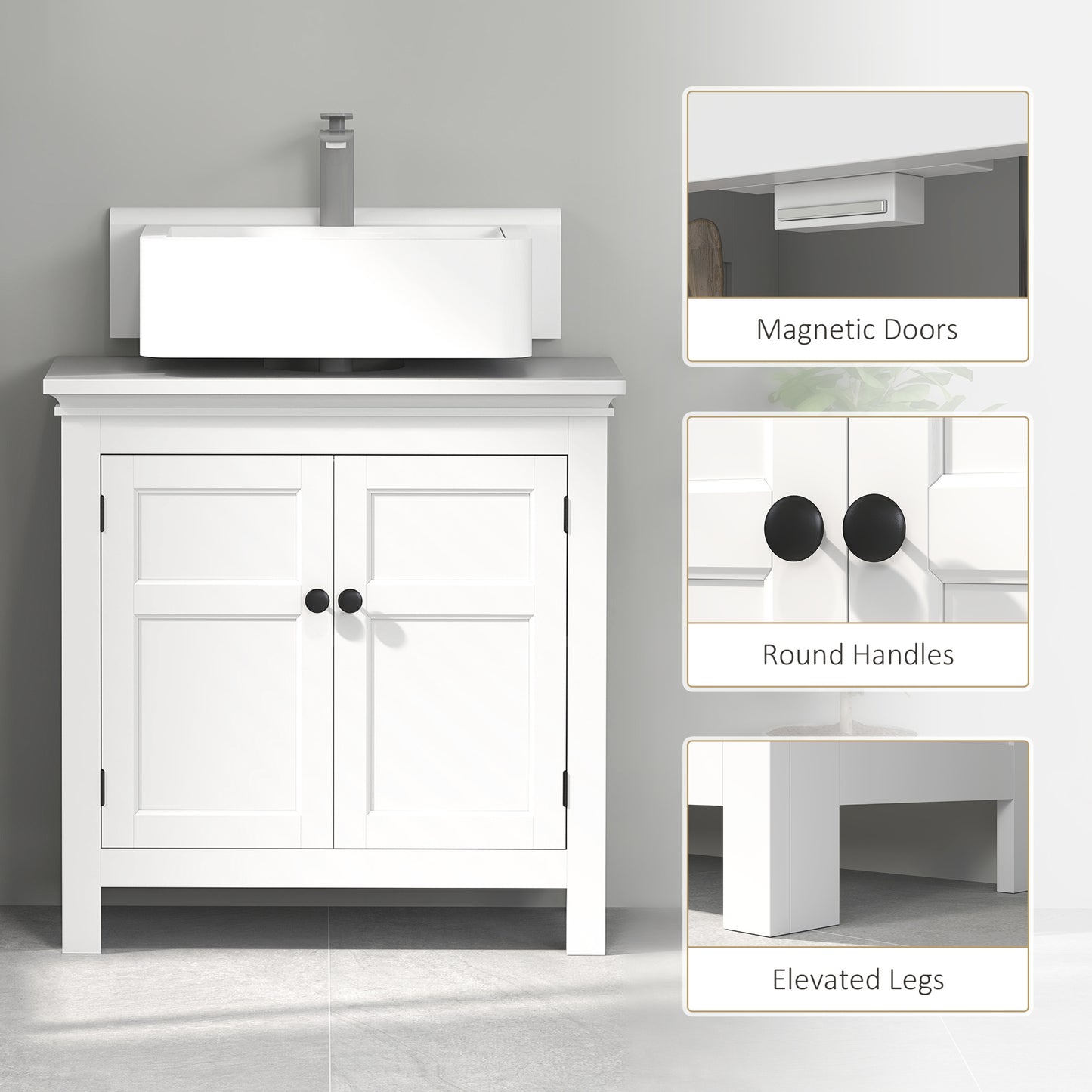 Maelna Compact Bathroom Storage Cabinet With U Cut Out White 15x20cm