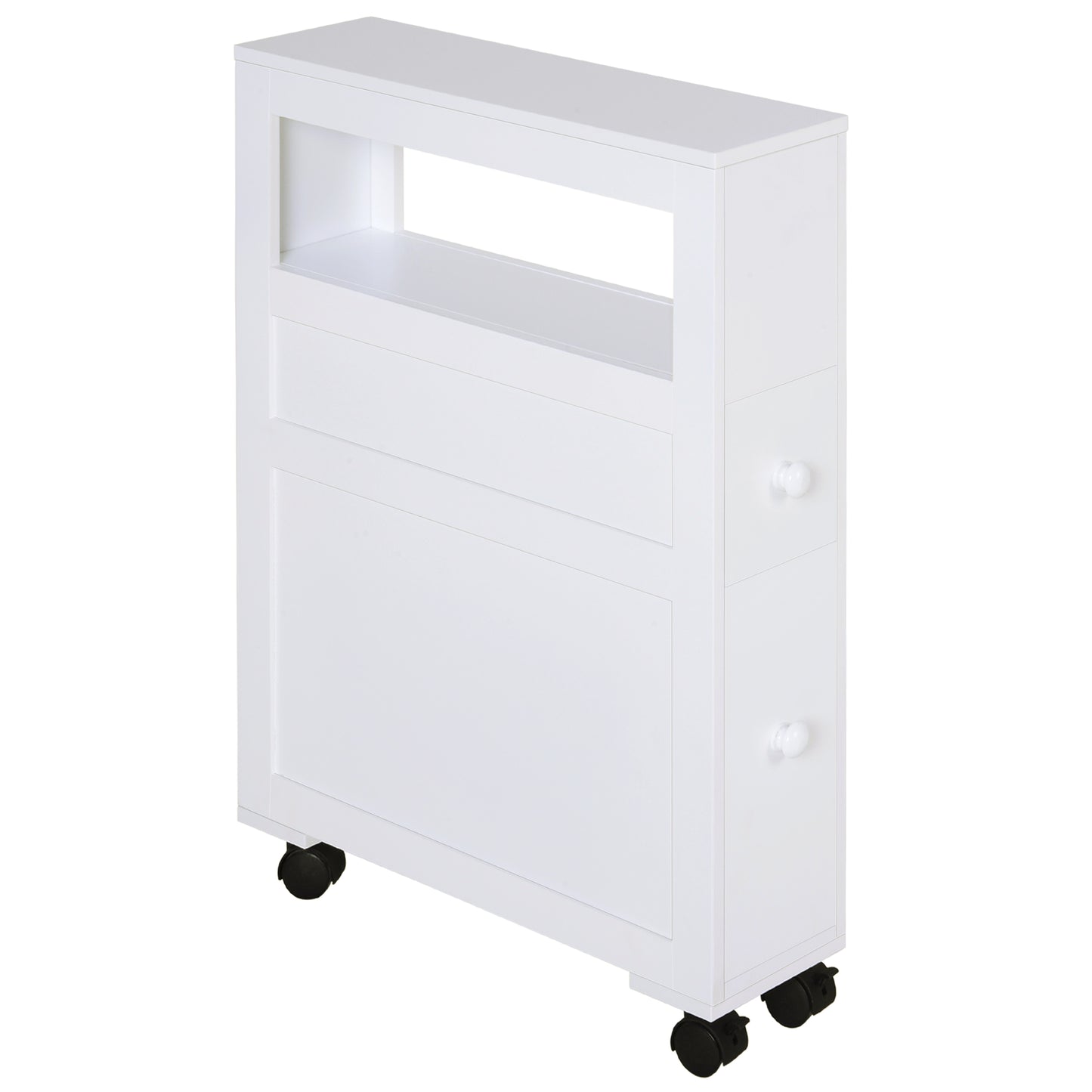 Mine Balu Narrow Rolling Bathroom Storage Unit With 2 Drawers And Wheels