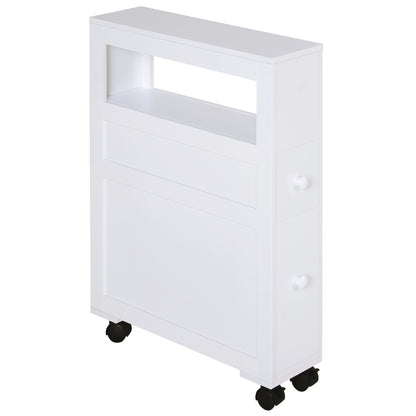 Mine Balu Narrow Rolling Bathroom Storage Unit With 2 Drawers And Wheels