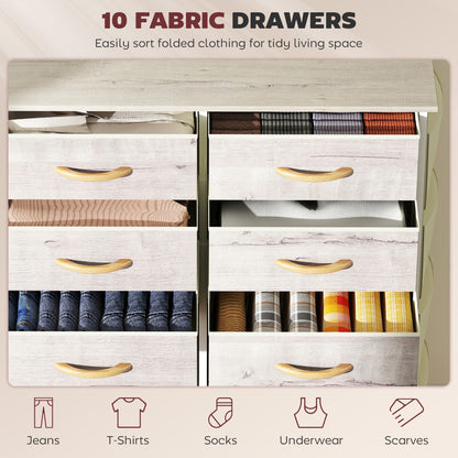 Nipa Fabric And Metal Natural Wood Finish 10 Drawer Storage Chest