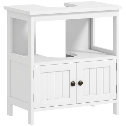 Dilaco White Fauxdestal Sink Storage Cabinet With Double Doors And Internal Shelving
