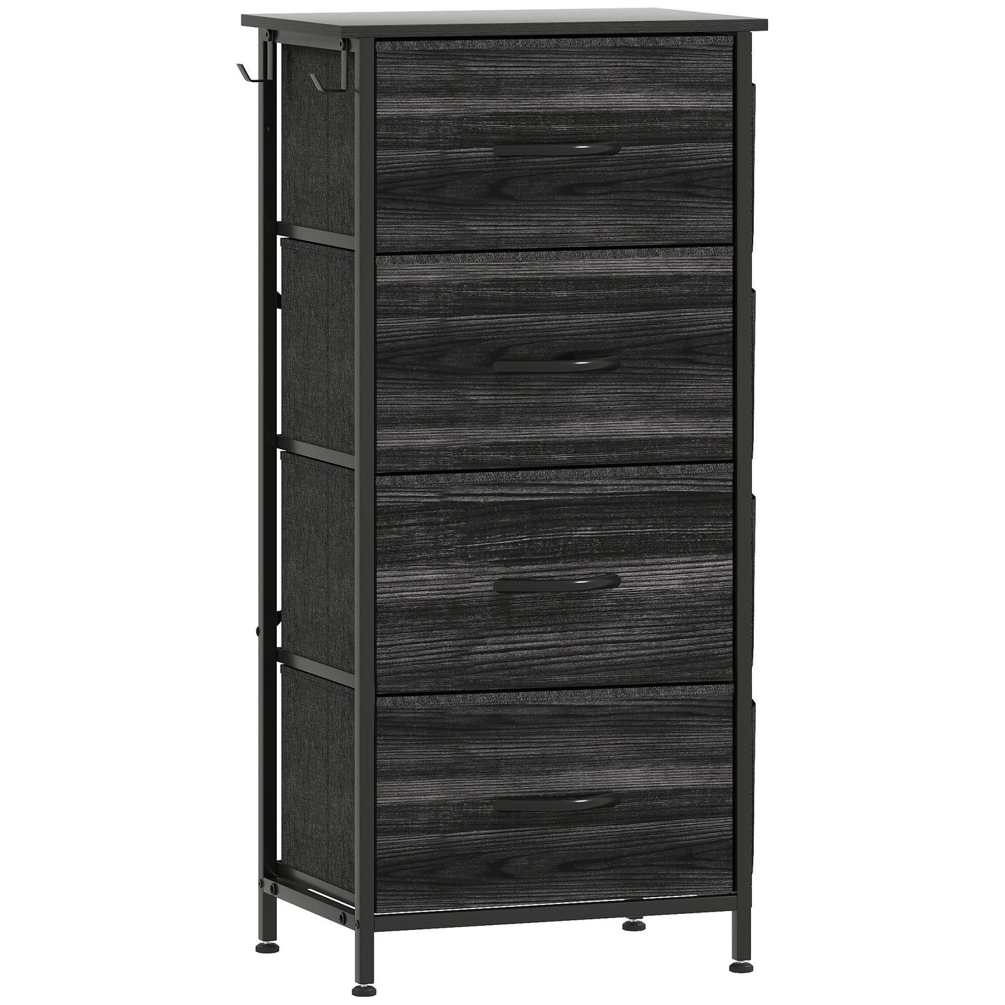Reniva Fabric And Metal Black 4 Drawer Storage Chest