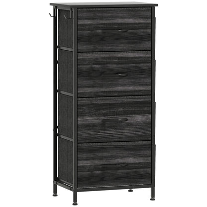 Reniva Fabric And Metal Black 4 Drawer Storage Chest