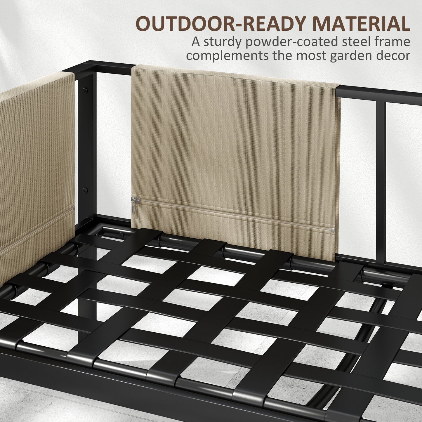 Namato Beige 4 Seater Outdoor Sofa Set With Glass Table and Side Pockets